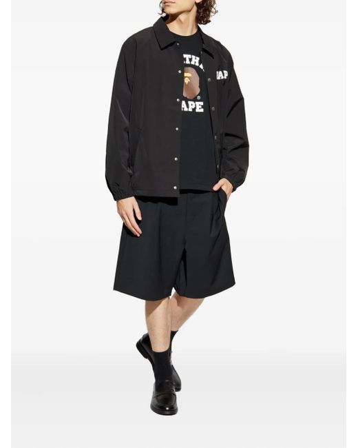 A Bathing Ape Black College Coach Logo Jacket for men