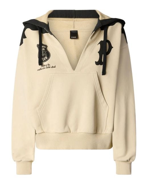 Pinko Natural V-Neck Hoodie