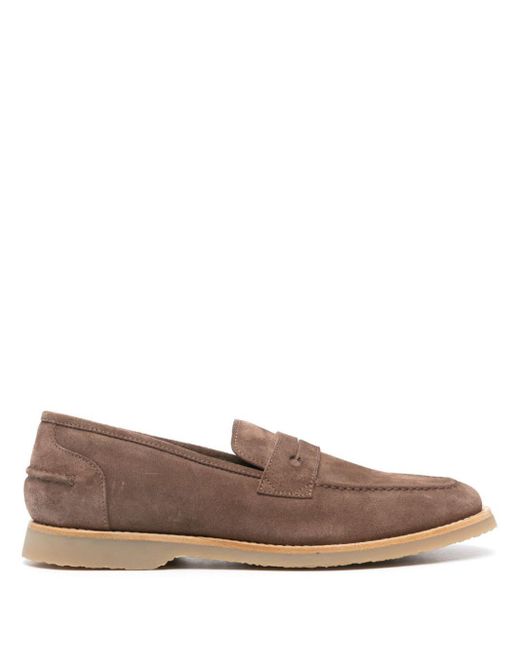 Peserico Brown Penny-slot Suede Loafers for men