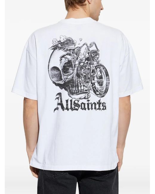 AllSaints White Graphic-Print T-Shirt for men