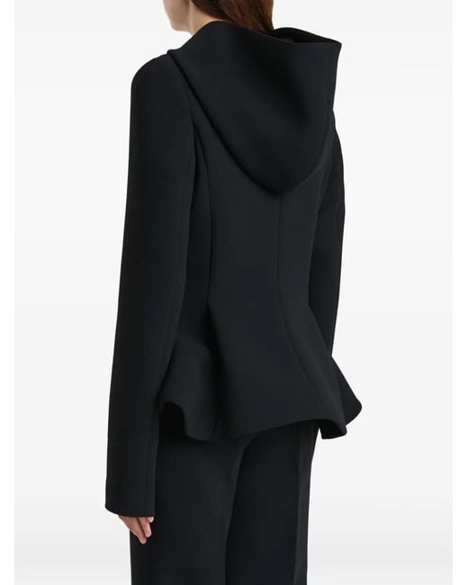 Khaite Black Hooded Button Jacket