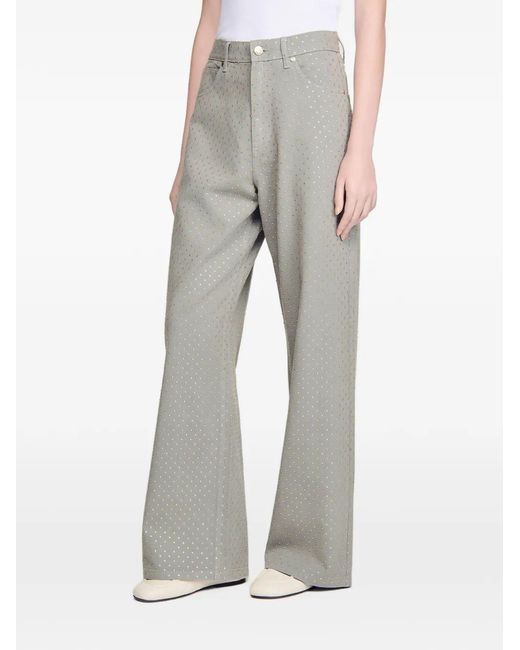 Sandro Gray Rhinestone-Embellished Jeans