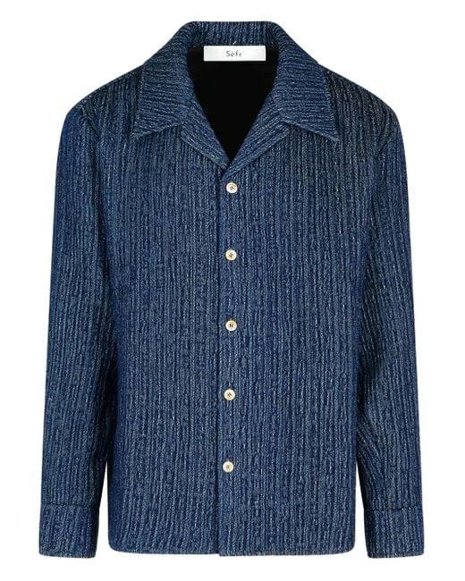 Séfr Camp Collar Wes Shirt in Blue for Men | Lyst