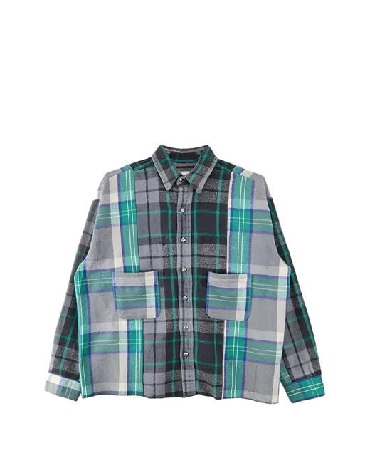 READYMADE Green Patchwork Check-Pattern Shirt for men