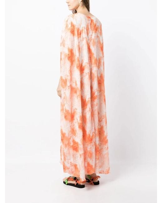 Bambah Orange Caftan À Col Rond