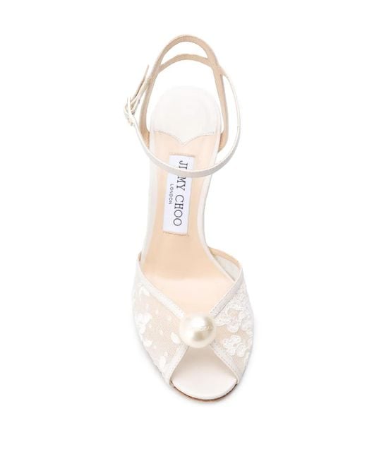 Jimmy Choo Metallic Sacora 85 Lace Leather Sandals