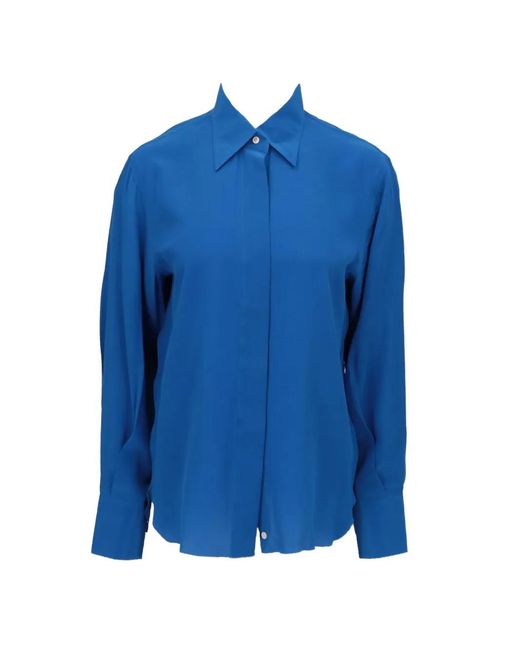 Isaia Blue Concealed-Front Long-Sleeve Shirt