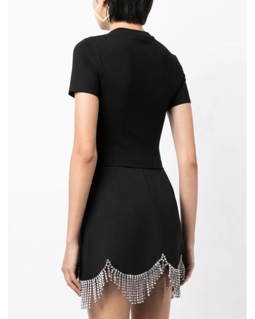 Area Black Bustier-style Crystal-embellished T-shirt