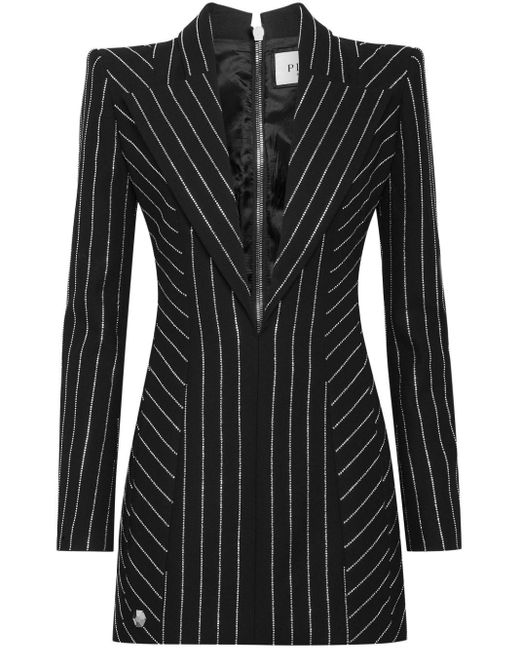 Philipp Plein Cady Mini-jurk Met Krijtstreep in het Black