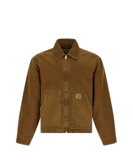 Carhartt Brown Corduroy-Collar Canvas Jacket for men
