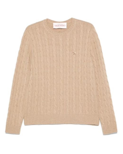 Valentino Garavani Natural Cable-Knit Sweater for men