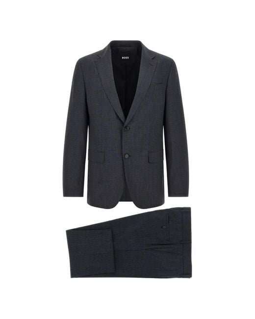 Boss Blue Micro-Texture Single-Breasted Suit for men