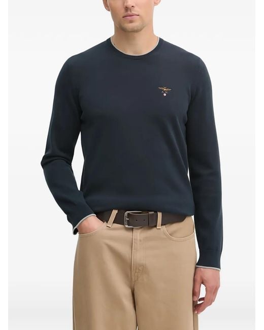 Aeronautica Militare Blue Logo-Detail Sweater for men