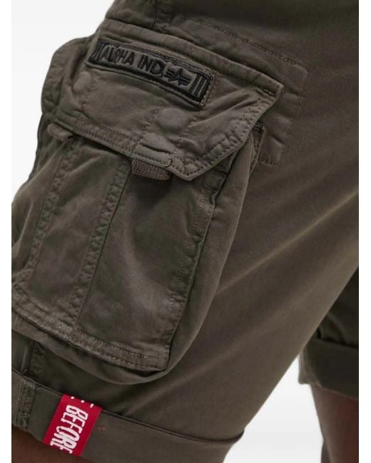 Alpha Industries Green Crew Cargo Shorts for men