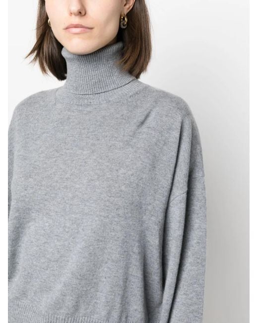 P.A.R.O.S.H. Gray Roll-Neck Cashmere Sweater