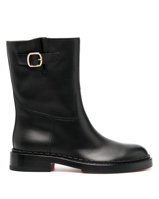 Santoni Zip-up Leather Ankle Boots in het Black