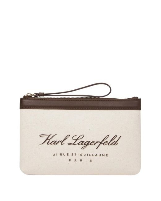 Karl Lagerfeld Natural Hotel Karl Zip Logo Clutch Bag
