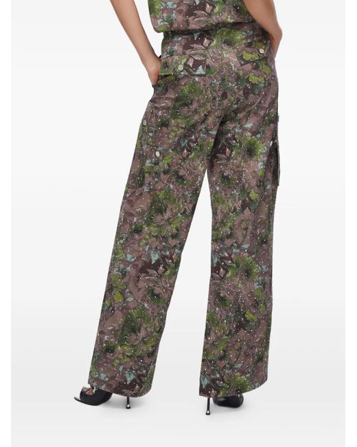 Liu Jo Brown Micro-Stud Print Cargo Pants