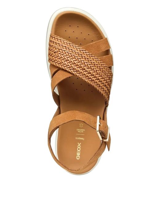 Geox Brown Woven-Strap Buckle Sandals