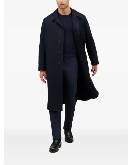 Boglioli Blue Single-breasted Wool-blend Coat for men