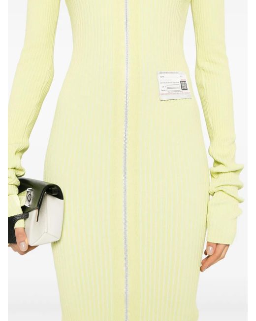 Maison Mihara Yasuhiro Yellow Logo-Patch Midi Dress