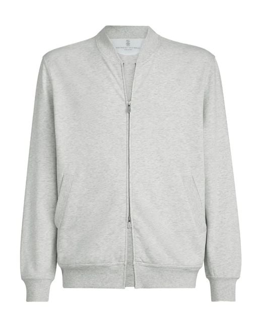 Brunello Cucinelli Gray Zip-Up Sweatshirt for men