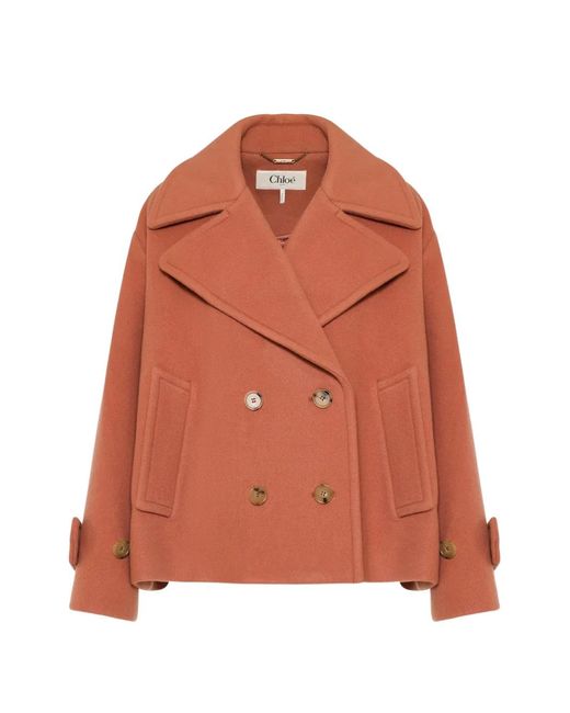Chloé Orange Oversized Short Coat