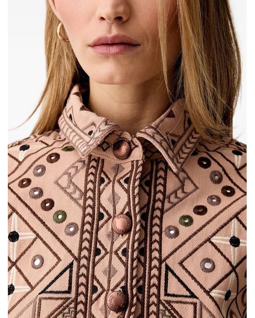 Farm Rio Brown Embroidered Cropped Jacket
