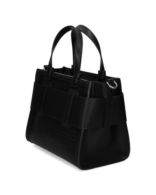 ARMANI EXCHANGE Black Perforated Logo Tote Bag