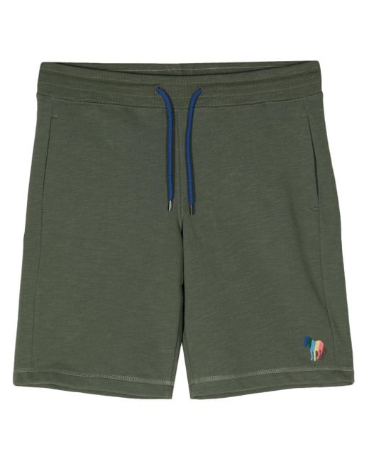 PS by Paul Smith Green Embroidered-logo Organic Cotton Shorts for men