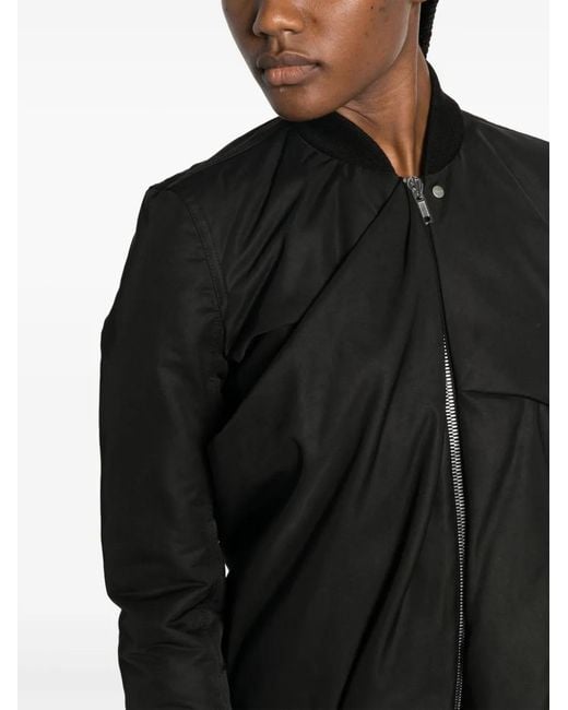 Rick Owens Black Ripple Draped Bomber Jacket