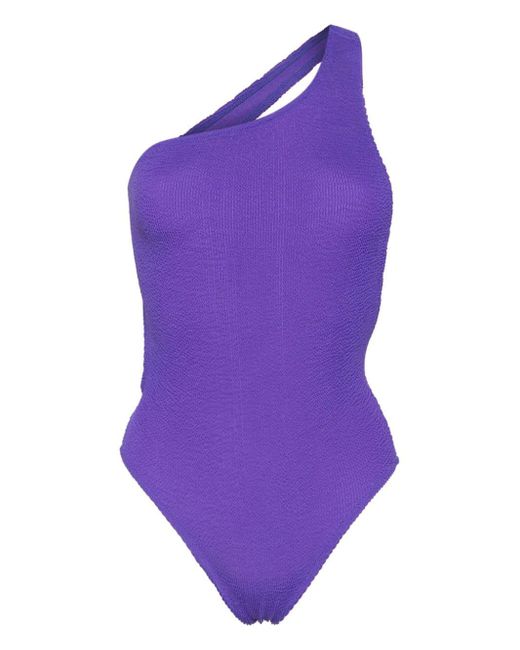 Mc2 Saint Barth Purple Shirred Halterneck Swimsuit
