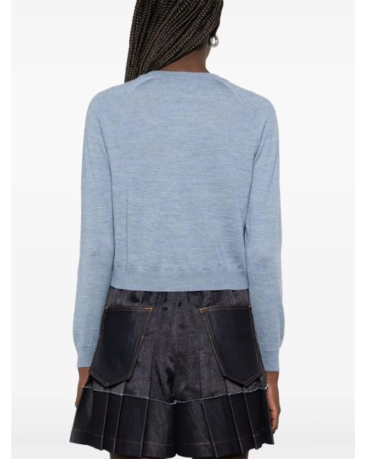 Moschino Blue Crew-Neck Cardigan
