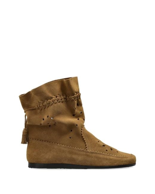 Isabel Marant Brown Woosta Braided Tassel Ankle Boots