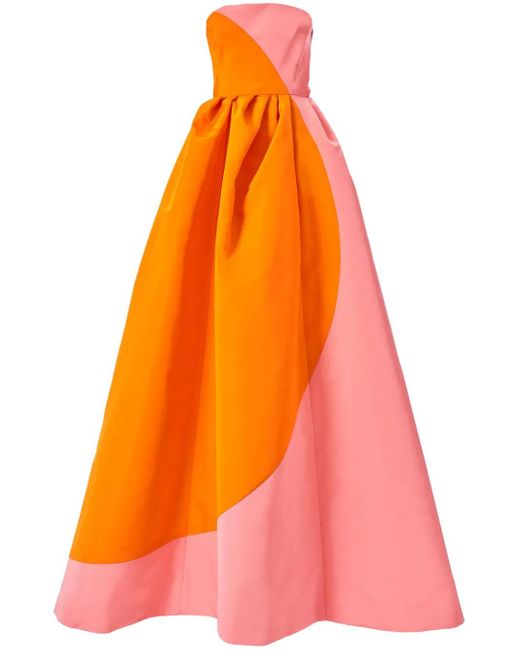 Carolina Herrera Circle ストラップレス ドレス Orange