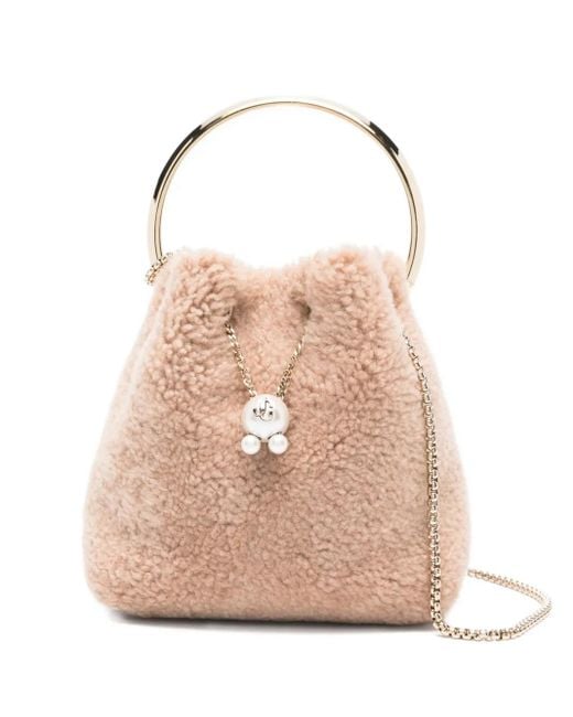 Jimmy Choo Pink Bon Bon Pearl-Embellished Ring-Handle Bag