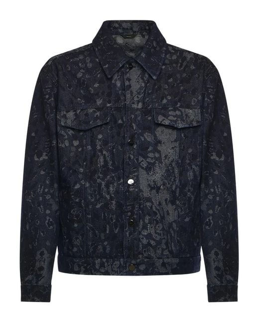 Fendi Jacquard Denim Jacket in het Blue voor heren
