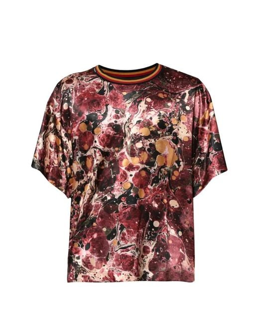 Dolce & Gabbana Red Marble-Print Short-Sleeve T-Shirt for men