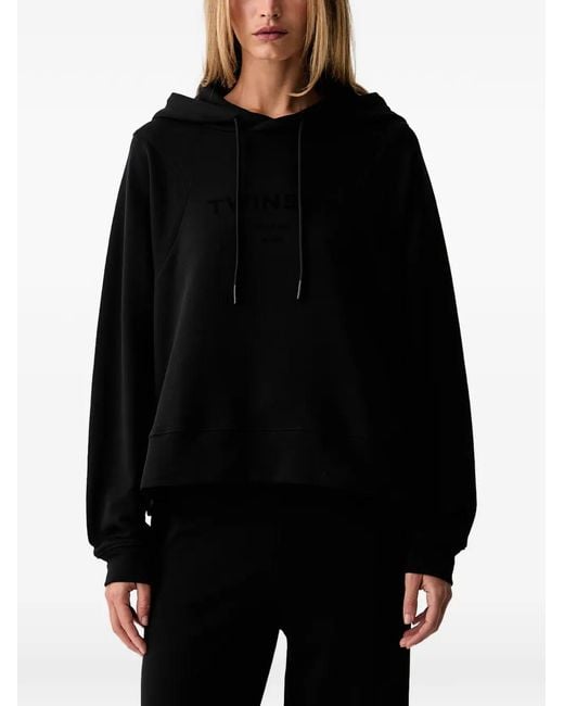 Twinset Black Logo-Embroidered Drawstring Jumpsuit