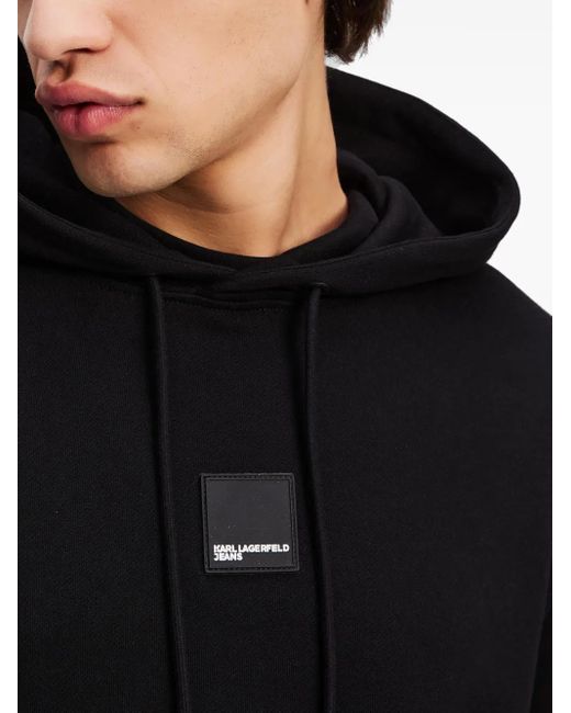 Karl Lagerfeld Black Graphic-Print Hoodie for men