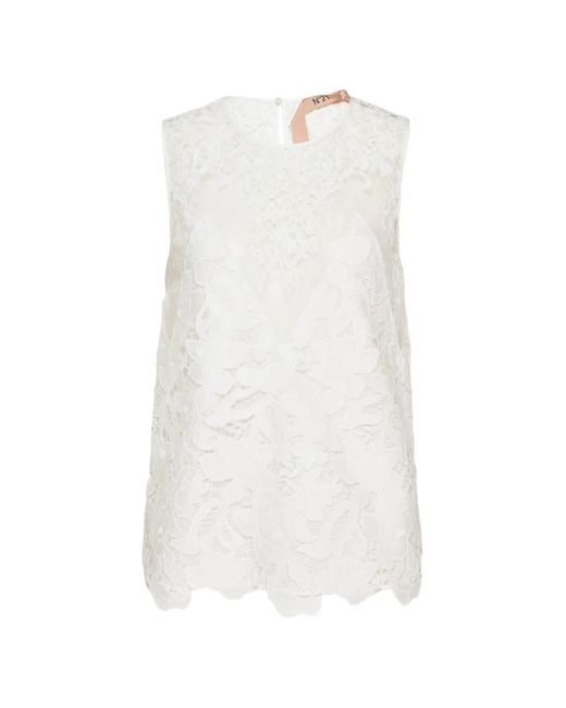 N°21 White Floral-Lace Sleeveless Top