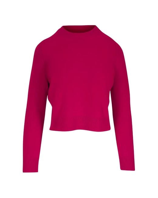 Nili Lotan Red Ribbed-Trim Cropped Sweater