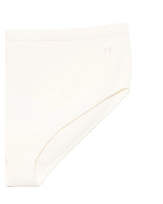 Tom Ford White Logo-Embroidered Brief