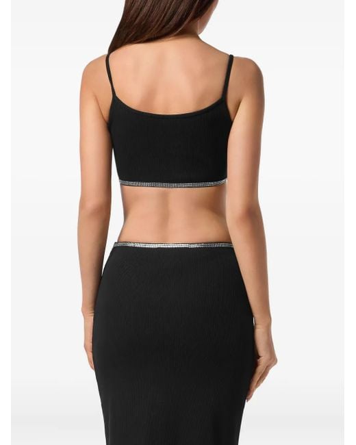 Philipp Plein Strass Signature Mini-Tanktop in het Black