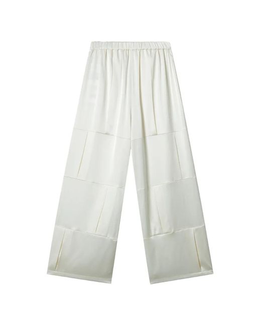Enfold White Patchwork-Design Palazzo Pants