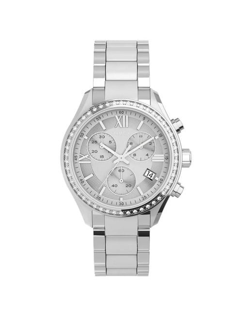 Timex Gray Trend Crystal-Embellished 38Mm Watch