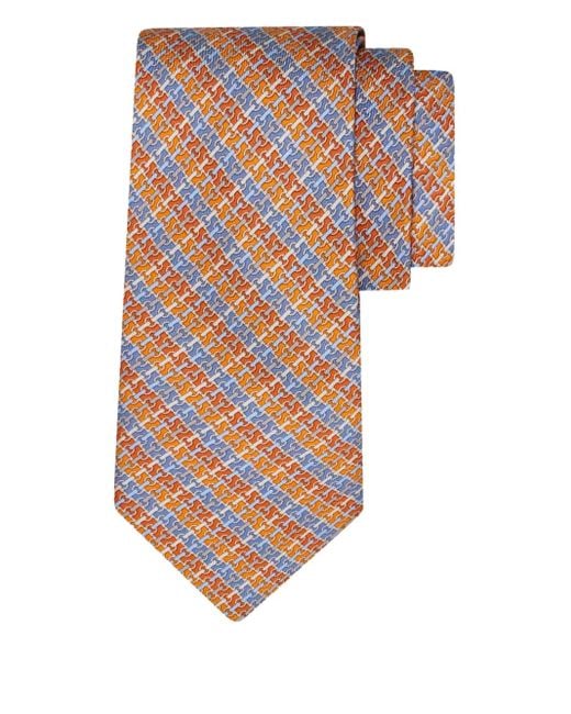 Ferragamo White Gancini Chain-Print Tie for men
