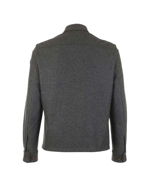 Moncler Gray Logo-Patch Button-Up Shirt Jacket for men