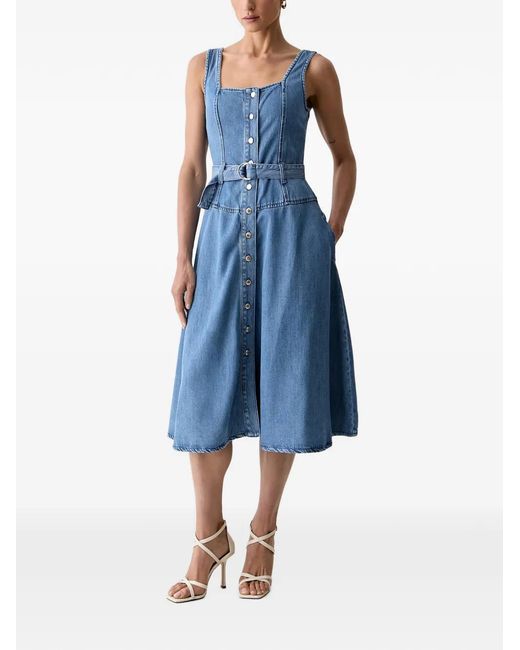 Morgan Blue Button-Front Midi Dress