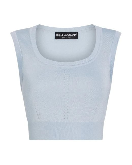 Dolce & Gabbana Blue Silk-Blend Top